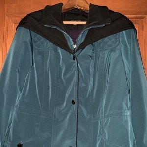 Jones New York Womens Winter Jacket, Sz - Small, Teal/Black